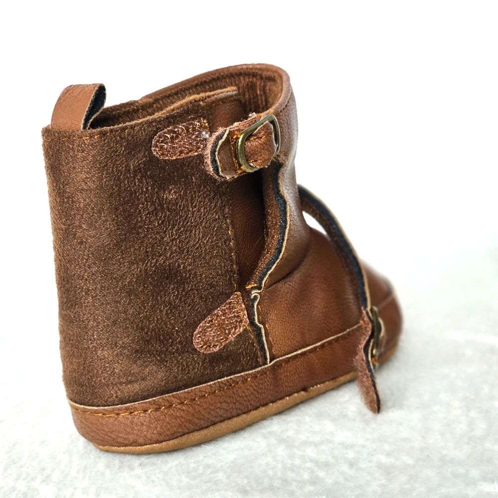 Carter's Infant Soft Brown Faux Leather Boots Booties - Picture 3 of 7